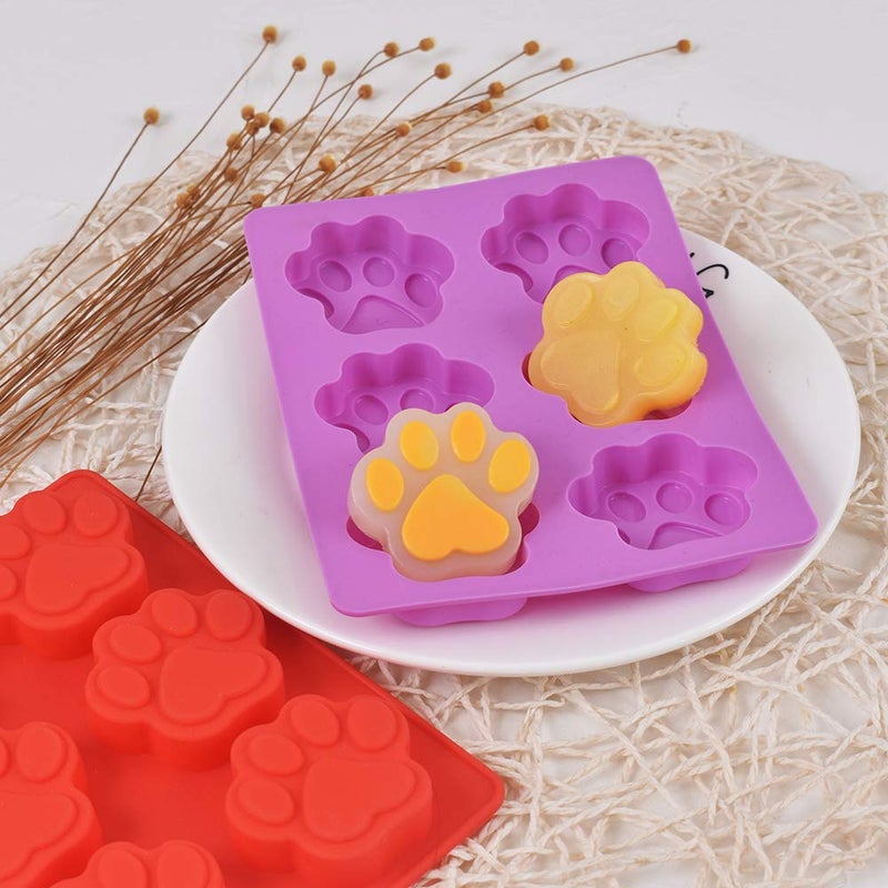 Cozihom Puppy Dog Paw Silicone Molds, Food Grade, for Chocolate, Candy, Pudding, Jelly, Dog Treats. 4 Pcs - Image 3